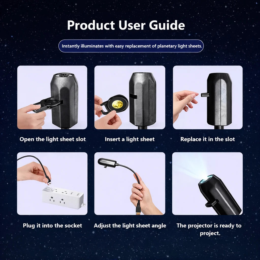 🌌 USB Night Light Projector + 6 Extra Lenses