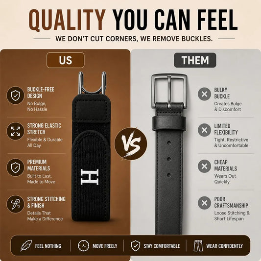 1 BUCKLE-FREE BELT - NO BULK - CLEAN