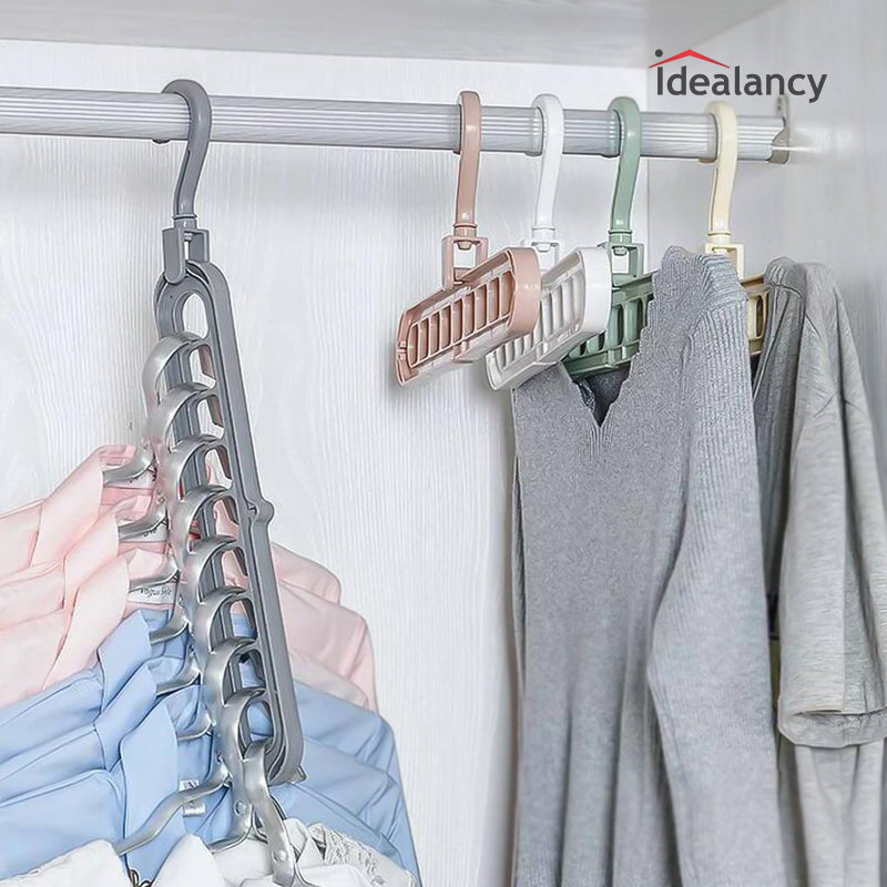 1 MULTI HANGER + 9 NORMAL HANGERS | SPACE SAVING CLOTHES HANGER SET