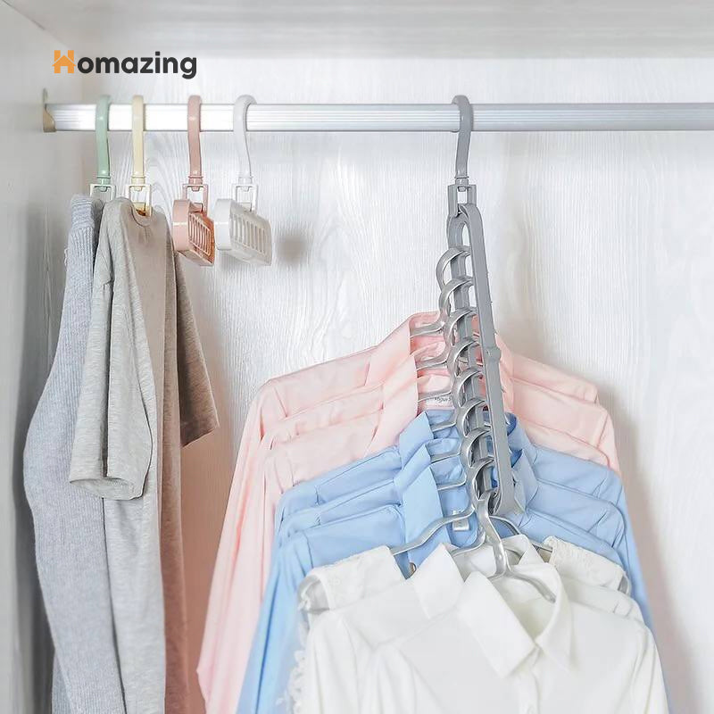 1 MULTI HANGER + 9 NORMAL HANGERS  |  SPACE SAVING CLOTHES HANGER SET