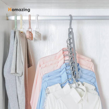 1 MULTI HANGER + 9 NORMAL HANGERS  |  SPACE SAVING CLOTHES HANGER SET