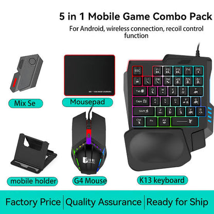 5-In-1 Combo Gaming Keyboard And Mouse Wireless Bluetooth For PC/Smartphone  Game Accessories