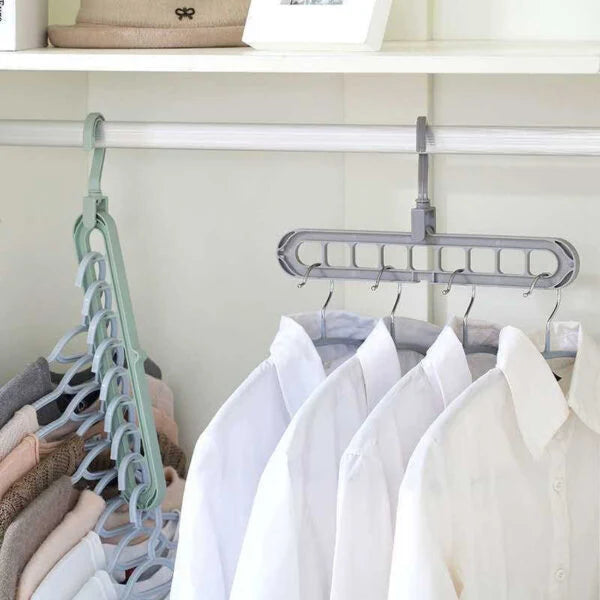 1 MULTI HANGER + 9 NORMAL HANGERS  |  SPACE SAVING CLOTHES HANGER SET
