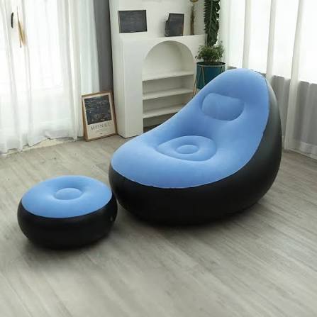 Snivy Inflatable Lounge Chair, Folding Portable Lazy Sofa with Foot Stool