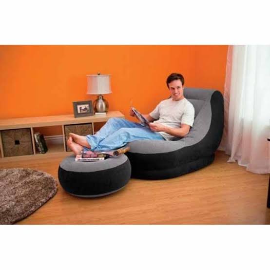 Snivy Inflatable Lounge Chair, Folding Portable Lazy Sofa with Foot Stool