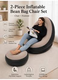 Snivy Inflatable Lounge Chair, Folding Portable Lazy Sofa with Foot Stool