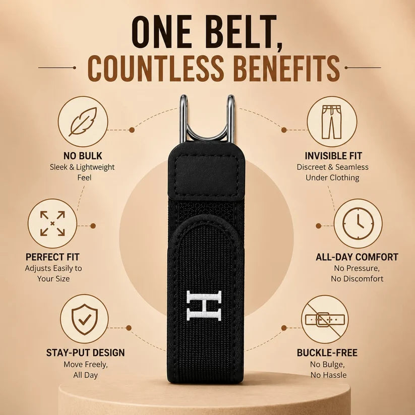 1 BUCKLE-FREE BELT - NO BULK - CLEAN