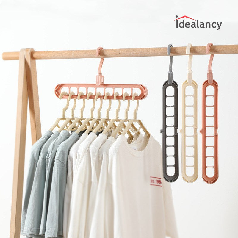 1 MULTI HANGER + 9 NORMAL HANGERS  |  SPACE SAVING CLOTHES HANGER SET